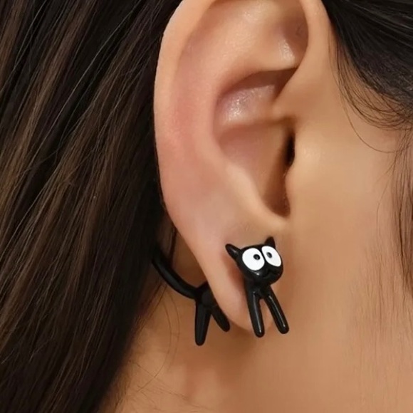 ‼️Last Ones ‼️ NWT Cat Lovers Cute Fashion Front and Back Stud Earrings - Picture 2 of 3